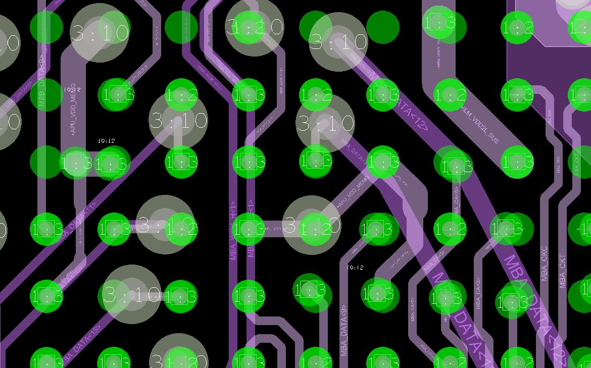 12-layer two-stage HDI BGA fanout layout detail