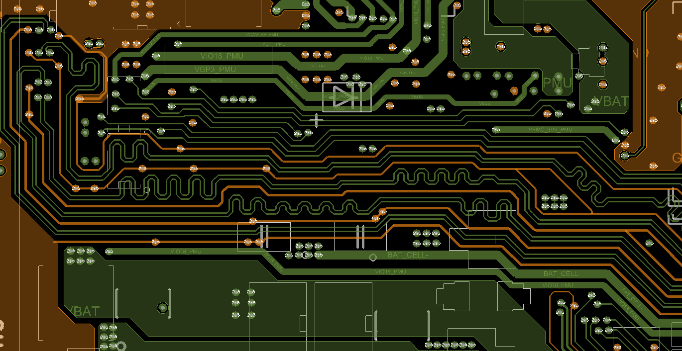 Signal and power routing detail