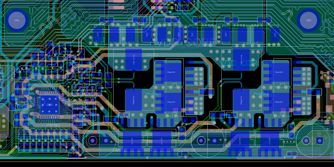 Processor power-area layout detail