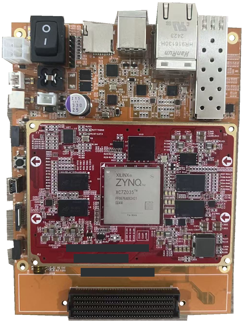 Assembled SOM and carrier board; project identifiers redacted